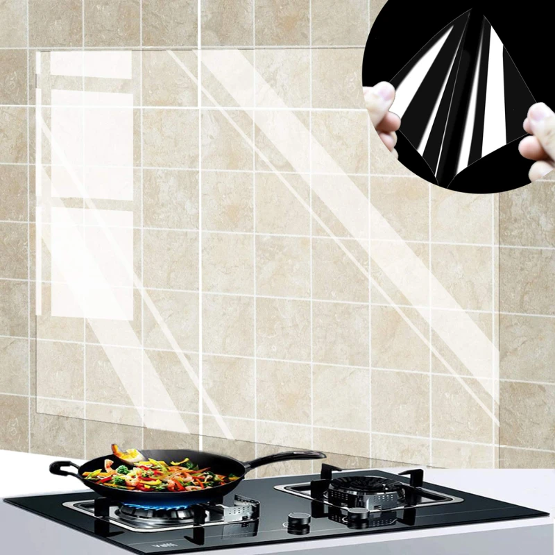 Commercial Kitchen Wall - 1Pc キッチン耐油ウォールステッカー 90 × 60 センチメートル耐熱壁紙クリア自己粘着フィルム防水紙家の装飾
