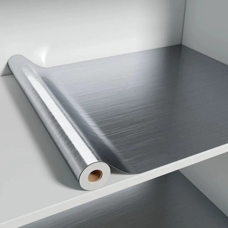 Commercial Kitchen Wall - PVC ステンレスブラッシュシルバー取り外し可能な壁紙装飾フィルムビニール防水耐油家電キッチンエレベーターステッカー