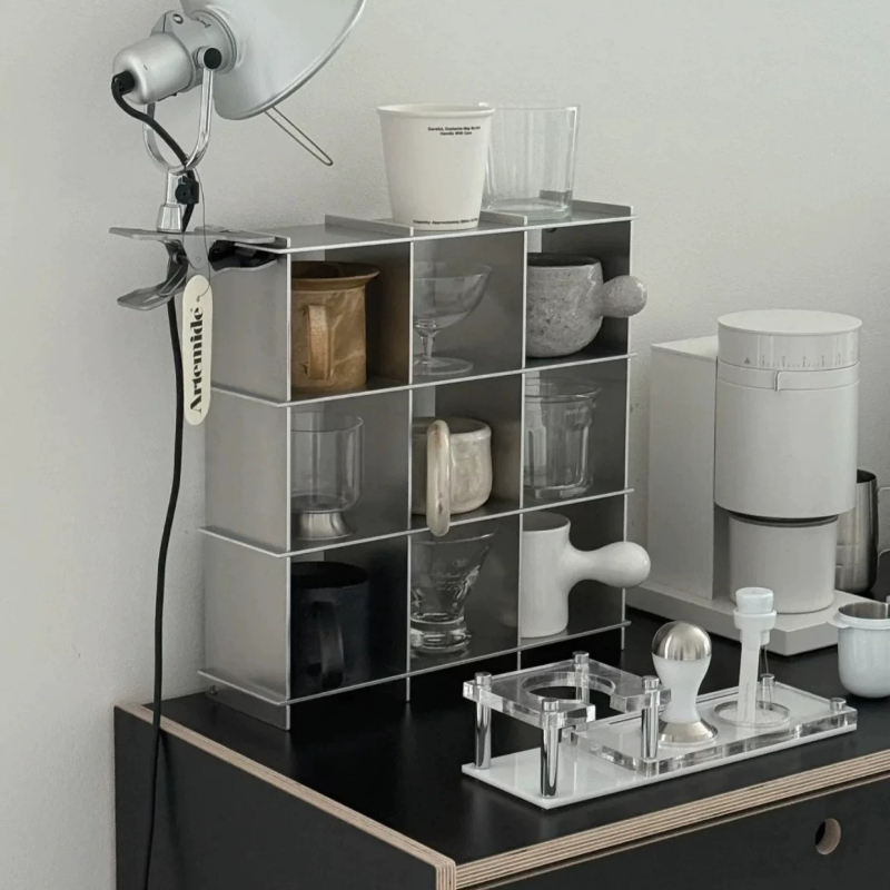 Commercial Kitchen Shed - ミニマリストアルミ合金製カウンタートップマグ収納棚多層カップラックキッチンオーガナイザーカップホルダーコーヒーバーステーション