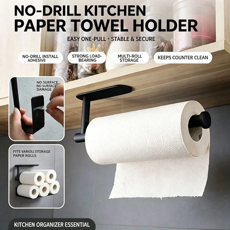 Commercial Kitchen Shed - ペーパーロールホルダー、タオルラック、吊り下げ棚、バスルーム収納、トイレラック、家庭用キッチンティッシュアクセサリー、壁掛けスタンドハンガー、キッチン