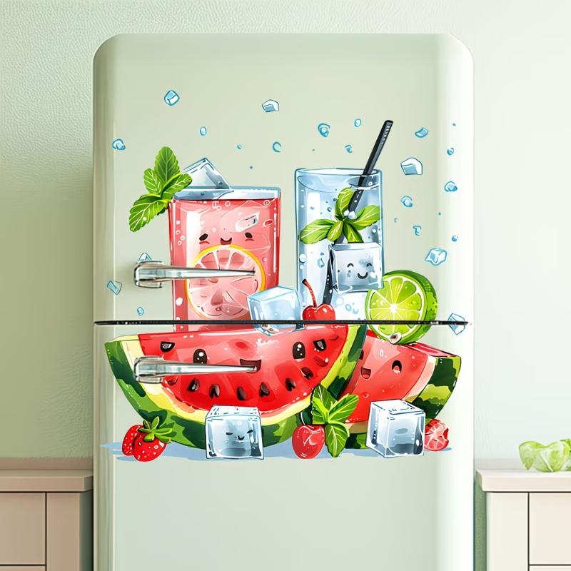 Commercial Kitchen Wall - 新しいクールな夏のスイカドリンクウォールステッカーキッチン冷蔵庫デカール自己粘着防水リムーバブル家の装飾