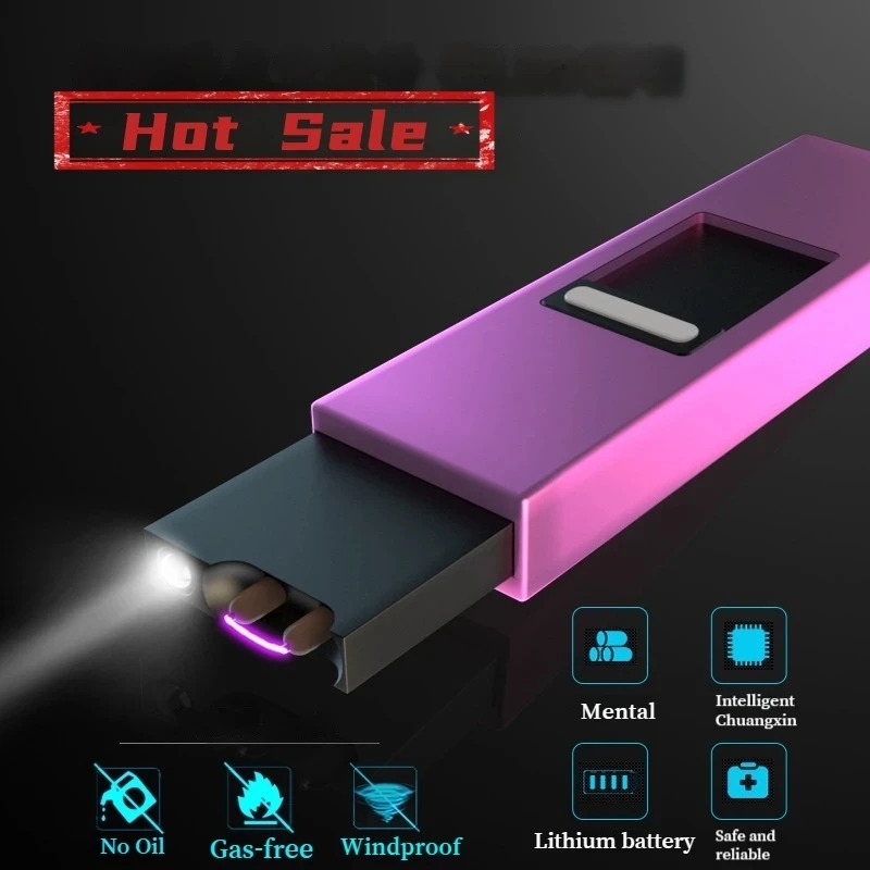 Commercial Kitchen Gas Stove - ポータブルパルスアーク電子ライター屋外防風LEDパワーディスプレイキャンドルガスストーブ金属フレームレス点火装置キッチンツール