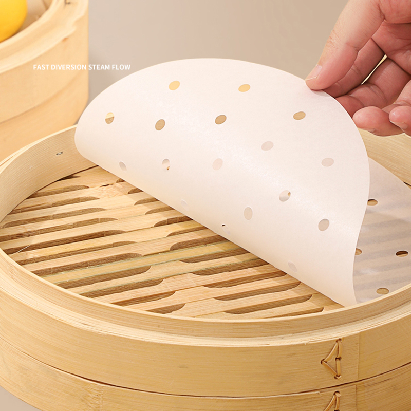 Commercial Kitchen Steamer - 50 個の竹蒸し器紙使い捨てノンスティック蒸し器マット油紙エアフライヤーオーブンキッチンパンパッドノンフライヤー Bakpapier