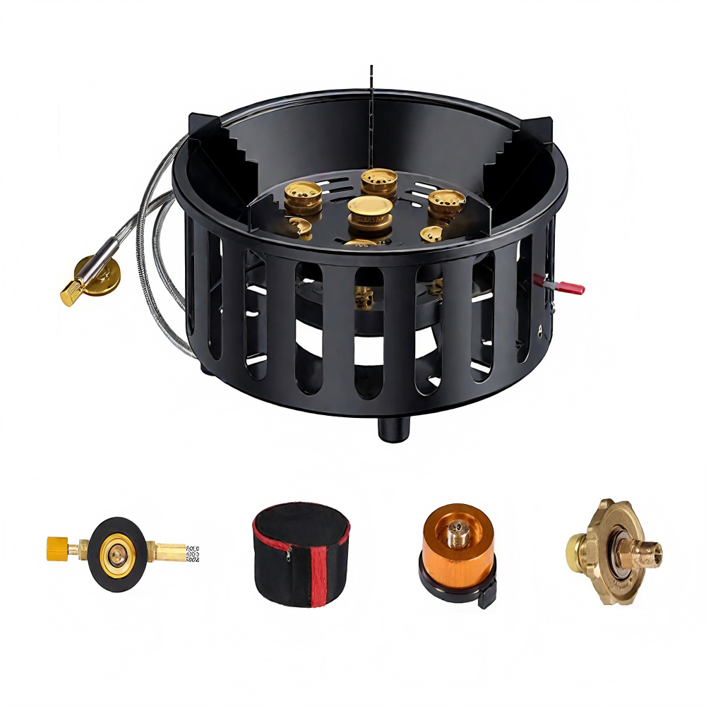 Commercial Kitchen Gas Stove - 高出力7芯21000Wポータブルキャンプストーブ、強風対応屋外ガスバーナー、電子点火式で強力な火力調理可能