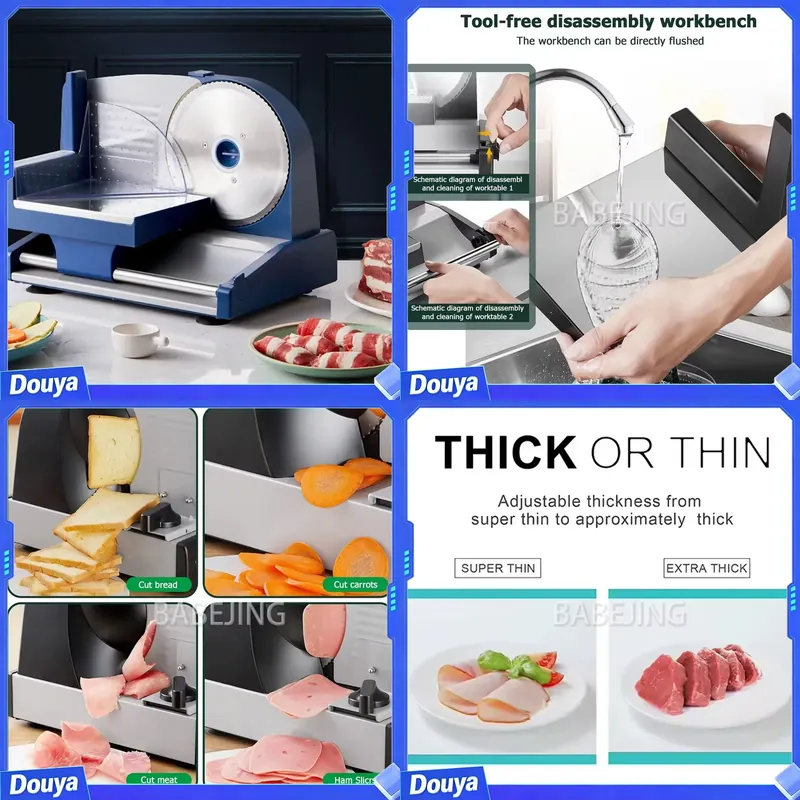 Commercial Bread Slicer - 卓上用電動スライサー、厚さ調整可能な肉・パンカッターマシン（ハム、ラムロール用）