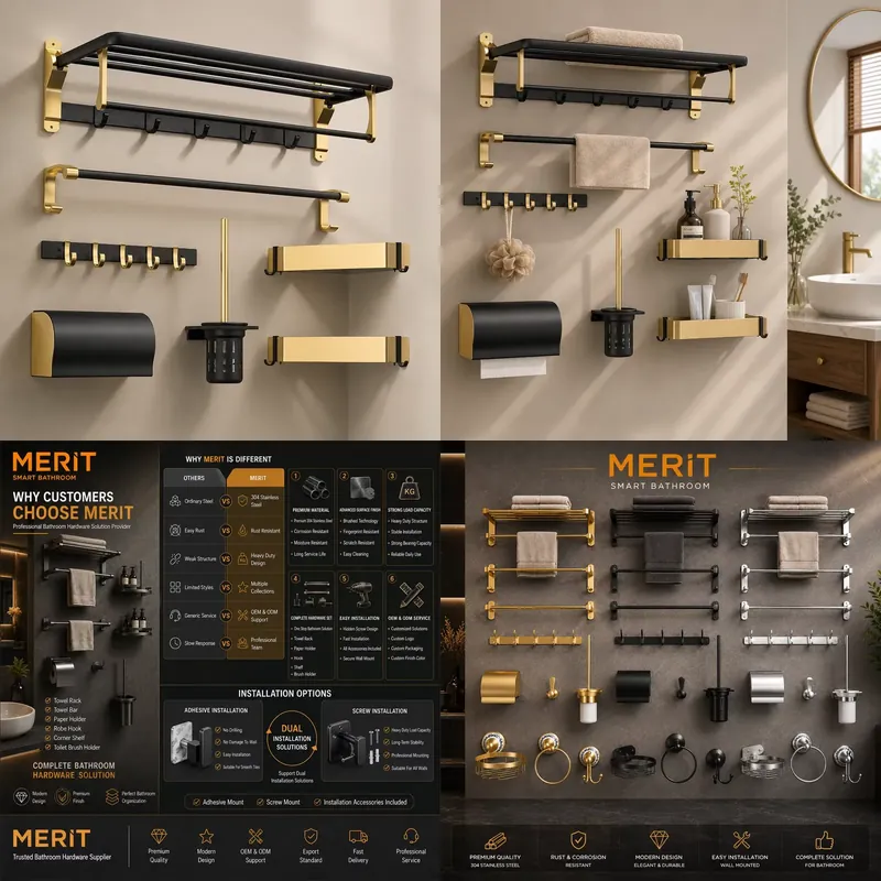 Commercial Kitchen Hardware - ステンレス製モダンバスルーム金具 トイレアクセサリー 壁掛けセット 業務用リノベーション キッチン ホテル用