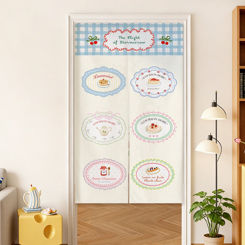 VIKAMA ブルーグリッド フレンチノレン ドアカーテン  - Commercial Kitchen Installation のレビューと価格
