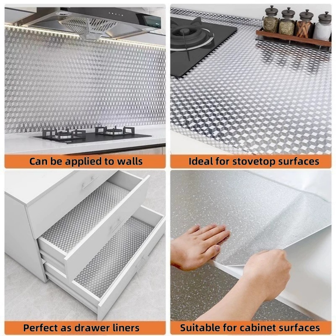 アルミホイルキッチンストーブステッカー、耐油防水耐火耐熱カウ - Commercial Kitchen Wall のレビューと価格