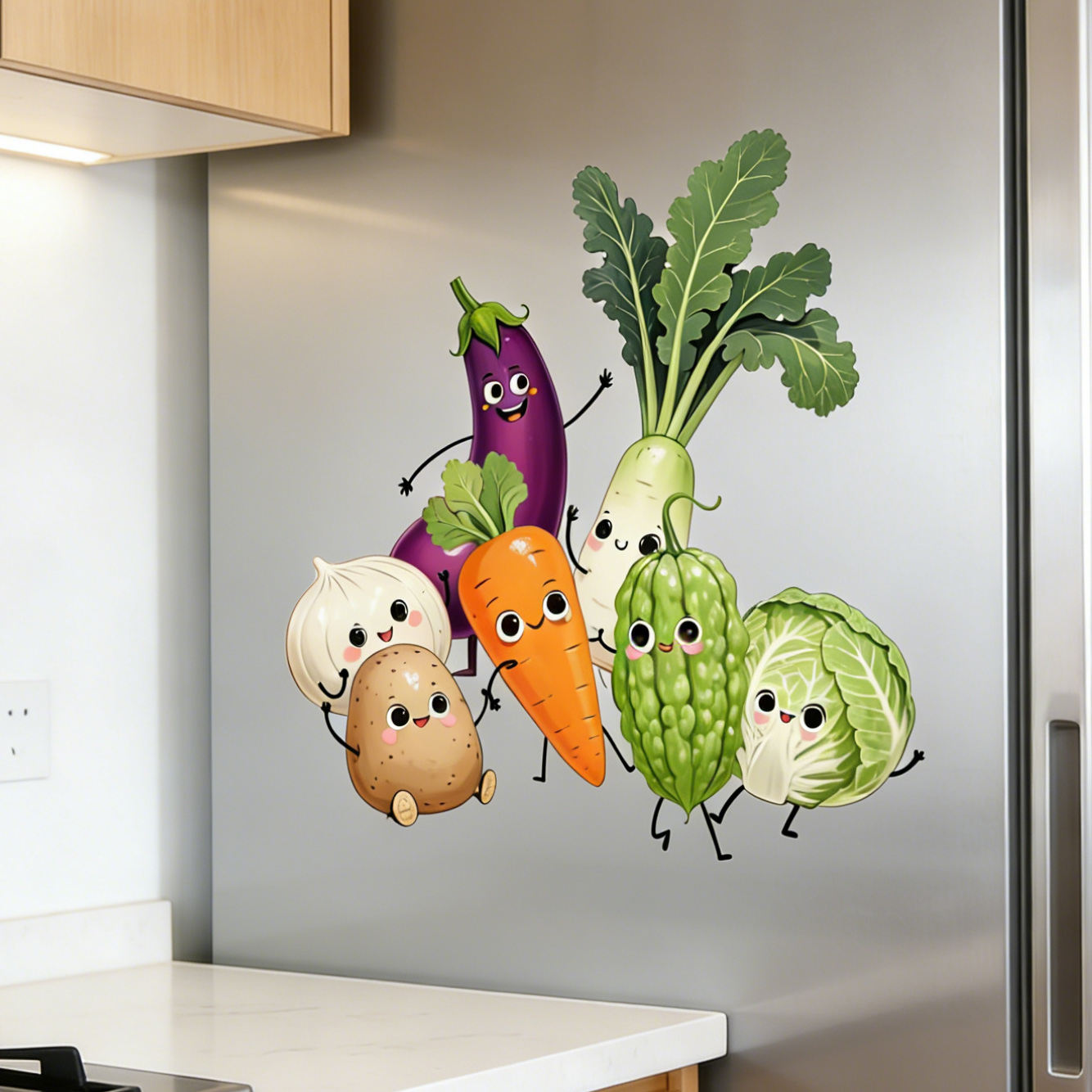 感情表現豊かな野菜のウォールステッカー ホームデコレーション - Commercial Kitchen Wall のレビューと価格