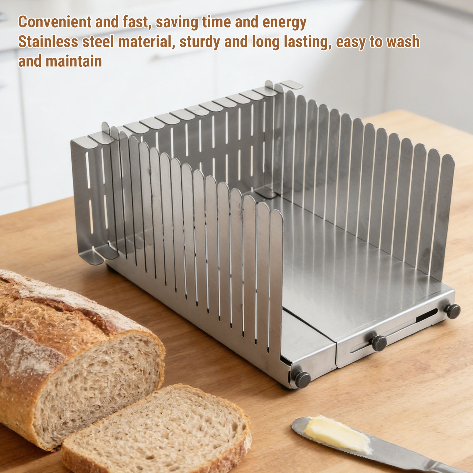 パン切りガイド ステンレス製 自家製パンの切り分け補助ツール - Commercial Bread Slicer のレビューと価格