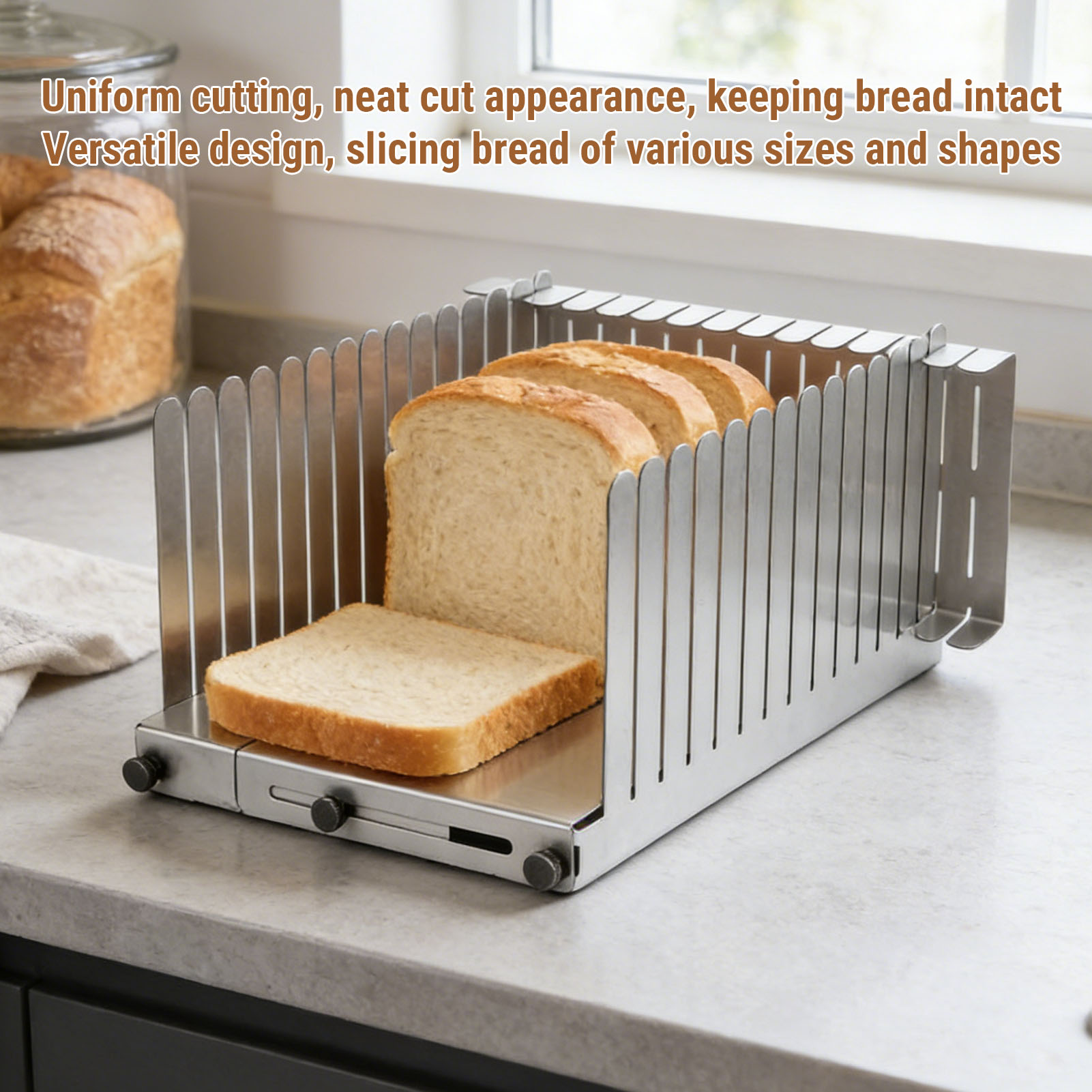 パン切りガイド ステンレス製 自家製パンの切り分け補助ツール - Commercial Bread Slicer のレビューと価格