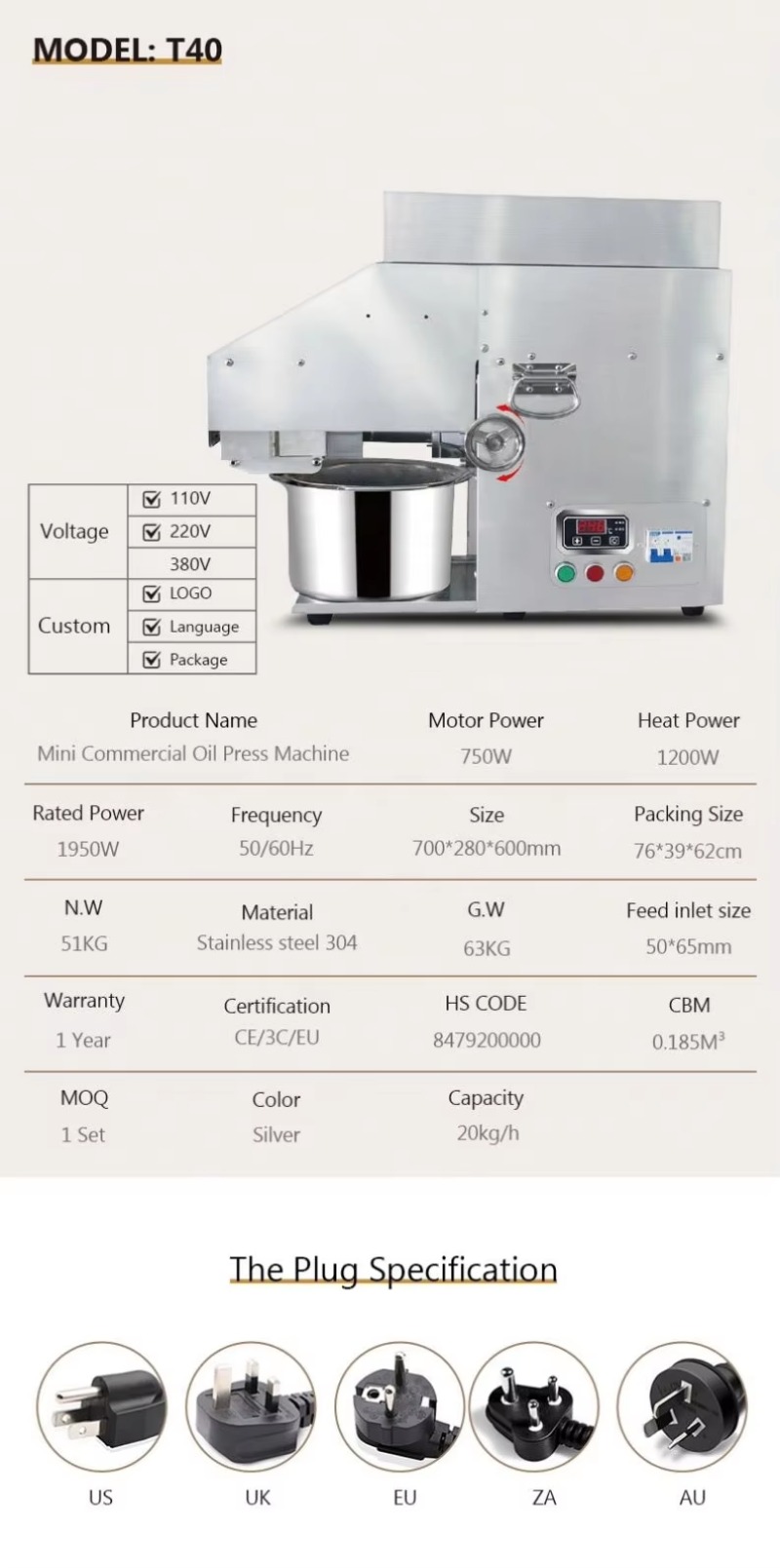 ミニ20kg/h業務用冷熱圧搾オイルプレス機自動スクリュー式 - Commercial Kitchen Youtube のレビューと価格