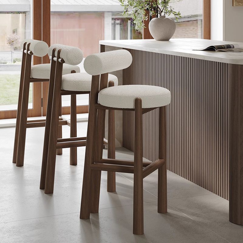 モダンな木製背もたれバーチェア木製スツールキッチンカウンター - Commercial Kitchen Interior のレビューと価格