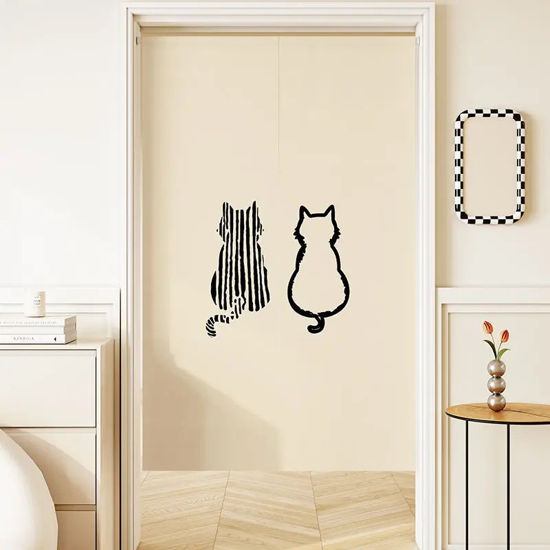 VIKAMA ミニマルライン猫柄のれん ドアカーテン ロッド - Commercial Kitchen Installation のレビューと価格