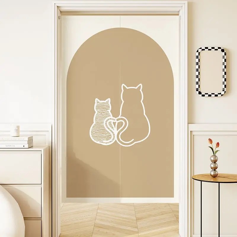 VIKAMA ミニマルライン猫柄のれん ドアカーテン ロッド - Commercial Kitchen Installation のレビューと価格