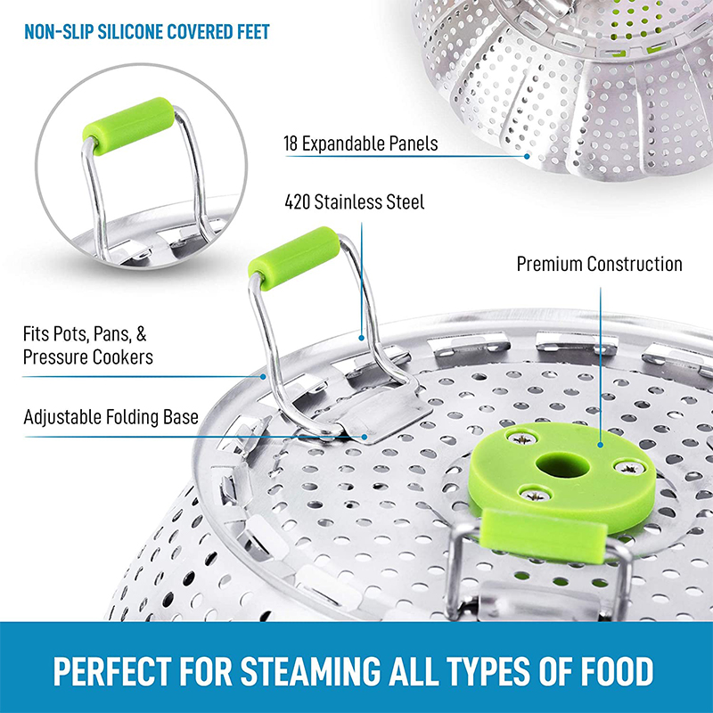 9 インチステンレス鋼ロータス蒸しトレイ折りたたみ食品蒸し器 - Commercial Kitchen Steamer のレビューと価格