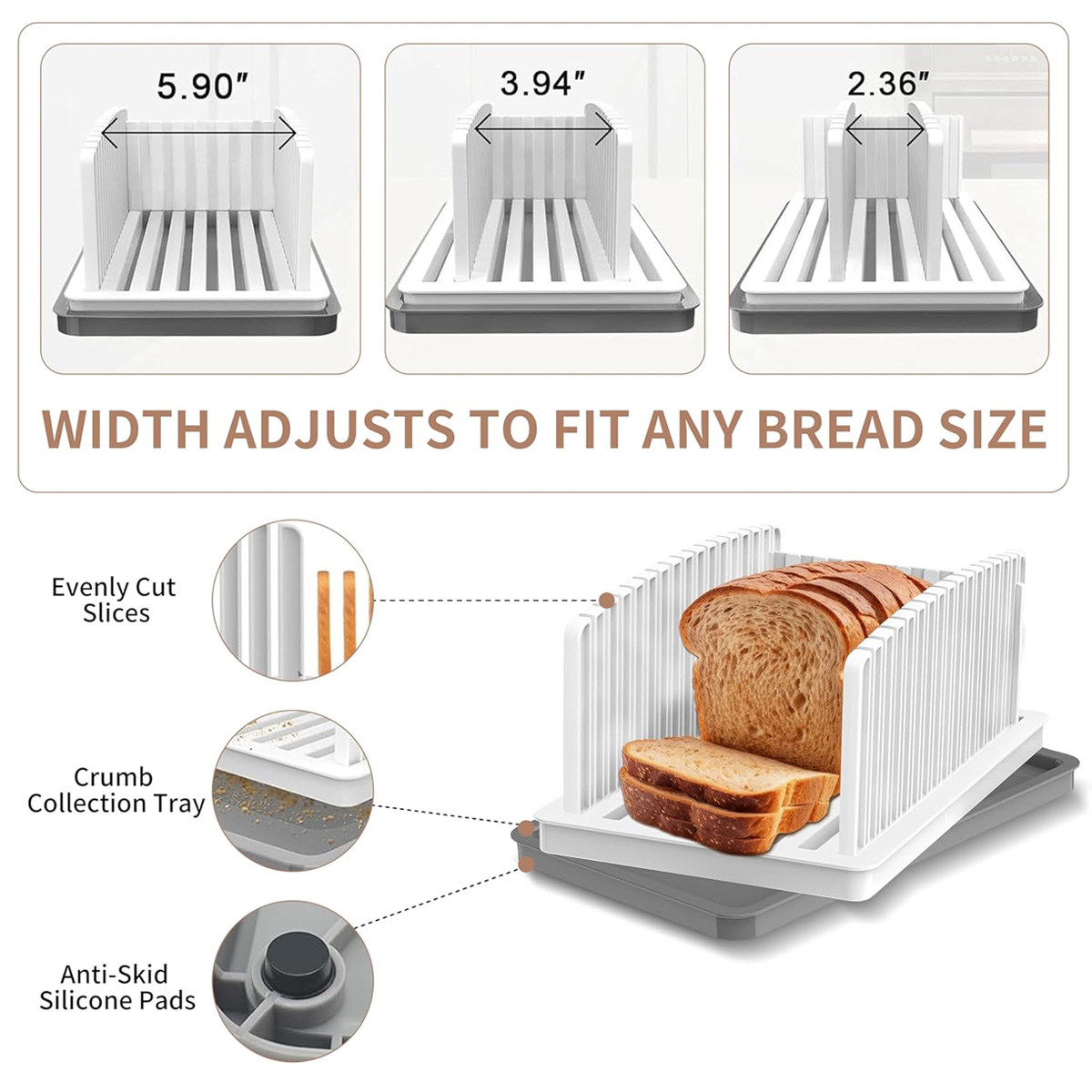 折りたたみ式で調整可能な手動パン切り器、パンくず受け皿内蔵、 - Commercial Bread Slicer のレビューと価格