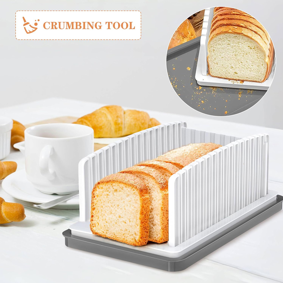 折りたたみ式で調整可能な手動パン切り器、パンくず受け皿内蔵、 - Commercial Bread Slicer のレビューと価格