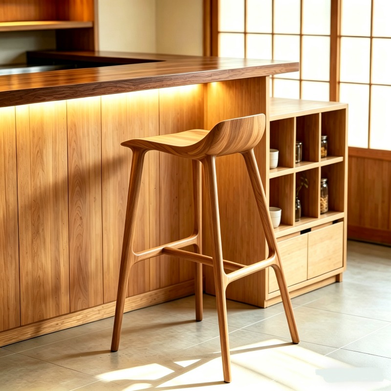 木製省スペースバースツールシンプルなインテリアミニマリストキ - Commercial Kitchen Interior のレビューと価格